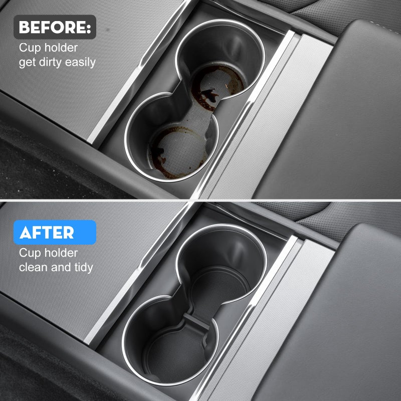 KUNIST for Tesla Model Y 2025-2026 Juniper Cup Holder Inserts Center Console Liner Coasters Mat Pad Compatible with 2017-2025 Model 3 & 2020-2025 Model Y Accessories - Image 4